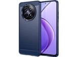 Custodia Per Realme 12 5G In Silicone Tpu Morbido, Fibra Di Carbonio, Custodia Protettiva Antiurto Blu