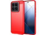 Custodia Per Xiaomi 14 In Silicone Tpu Morbido, Fibra Di Carbonio, Custodia Protettiva Antiurto Rossa