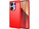 Custodia Per Xiaomi Redmi Note 13 Pro 4G In Silicone Tpu Morbido, Fibra Di Carbonio, Custodia Protettiva Antiurto Rosso
