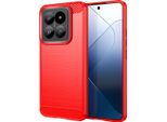 Custodia Per Xiaomi 14 Pro In Silicone Tpu Morbido, Fibra Di Carbonio, Custodia Protettiva Antiurto Rossa
