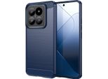 Custodia Per Xiaomi 14 Pro In Silicone Tpu Morbido, Fibra Di Carbonio, Custodia Protettiva Antiurto Blu