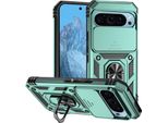 Custodia Per Google Pixel 9 A Doppio Strato Con Copertura Scorrevole Della Fotocamera E Supporto Ad Anello Verde