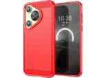 Custodia Per Huawei P70 In Silicone Tpu Morbido, Fibra Di Carbonio, Custodia Protettiva Antiurto Rossa