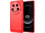 Custodia Per Xiaomi 14 Ultra Silicone Tpu Morbido, Fibra Di Carbonio, Custodia Protettiva Antiurto Rosso