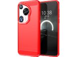 Custodia Per Huawei Pura 70 Custodia Protettiva Ultra Morbida In Silicone Tpu, Fibra Di Carbonio, Antiurto Rosso