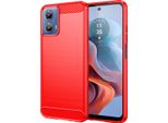 Custodia Per Motorola Moto G34 In Silicone Tpu Morbido, Fibra Di Carbonio, Custodia Protettiva Antiurto Rossa