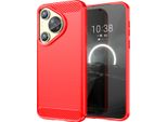 Custodia Per Huawei Pura 70 In Silicone Tpu Morbido, Fibra Di Carbonio, Custodia Protettiva Antiurto Rossa