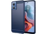 Custodia Per Motorola Moto G34 In Silicone Tpu Morbido, Fibra Di Carbonio, Custodia Protettiva Antiurto Blu
