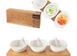 Orion Ciotole Per Snack In Porcellana Ciotole Per Snack In Porcellana Su Vassoio Bianco Whiteline 32 Cm 7 Cucchiai.