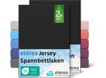 Set Di 2 Lenzuola In Jersey Nero 140X200 Cm - 160X200 Cm - EtÉRea Lenzuola In Jersey 100% Cotone - Misura 140X200 Cm - Colore Nero