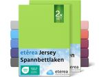 Set Di 2 Lenzuola In Jersey Verde Mela 180X200 Cm - 200X200 Cm - EtÉRea Lenzuola In Jersey 100% Cotone - Dimensioni 180X200 Cm - Colore Verde Mela