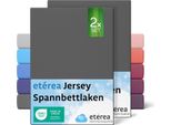 Set Di 2 Lenzuola In Jersey Antracite 140X200 Cm - 160X200 Cm - EtÉRea Lenzuola In Jersey 100% Cotone - Dimensioni 160X200 Cm - Colore Antracite