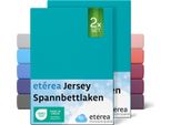 Set Di 2 Lenzuola In Jersey Ocean 140X200 Cm - 160X200 Cm - EtÉRea Lenzuola In Jersey In 100% Cotone - Dimensioni 140X200 Cm - Colore Ocean