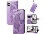 Per Nulla Phone 2 Similcuoio Portafoglio Cellulare Custodia Farfalla Design Cover Casi Viola Chiaro