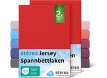 Set Di 2 Lenzuola In Jersey Rosso 140X200 Cm - 160X200 Cm - EtÉRea Lenzuola In Jersey 100% Cotone - Misura 140X200 Cm - Colore Rosso