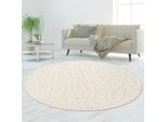 Tappeto Da Salotto Resistente Con Disegno A Puntini In Color Crema Dimensioni - 120 Cm Rotondo