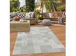 Tappeto Per Esterni Terrazzo Soggiorno Di Facile Manutenzione Resistente Alle Intemperie In Piastrelle Grigie Dimensioni - 160 X 230 Cm