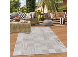 Tappeto Da Esterno Per Il Soggiorno, Resistente Alle Intemperie E Di Facile Manutenzione, In Look Piastrella Grigio Crema, Dimensioni - 160 X 230 Cm