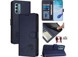 Custodia In Pelle Per Motorola Moto G Stylus 5G (2022), Dolce Gatto Custodia Flip Con Funzione Stand E Portafoglio Blu