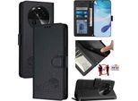 Custodia In Pelle Per Oppo Find X6 Pro, Dolce Gatto Custodia Flip Con Funzione Stand E Portafoglio Nero