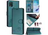 Custodia In Pelle Per Motorola Moto G Stylus 5G (2021), Dolce Gatto Custodia Flip Con Funzione Stand E Portafoglio Verde