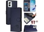Custodia In Pelle Per Motorola Moto G Power (2024), Dolce Gatto Custodia Flip Con Funzione Stand E Portafoglio Blu