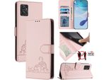 Custodia In Pelle Per Motorola Moto G Power (2023), Dolce Gatto Custodia Flip Con Funzione Stand E Portafoglio Rosa