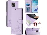 Custodia In Pelle Per Motorola Moto G Power (2021), Dolce Gatto Custodia Flip Con Funzione Stand E Portafoglio Viola