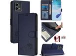 Custodia In Pelle Per Motorola Moto G Stylus 5G (2024), Dolce Gatto Custodia Flip Con Funzione Stand E Portafoglio Blu