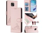 Custodia In Pelle Per Motorola Moto G Power (2021), Dolce Gatto Custodia Flip Con Funzione Stand E Portafoglio Rosa