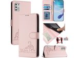 Custodia In Pelle Per Motorola Moto G Stylus 4G (2021), Dolce Gatto Custodia Flip Con Funzione Stand E Portafoglio Rosa