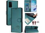 Custodia In Pelle Per Oppo A54 4G/A54S/A55 5G/A16/A16S/A55S 5G/A53S 5G/A56 5G Custodia Flip Cover Gatto Carino Con Funzione Stand Verde