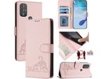 Custodia In Pelle Per Motorola Moto G Power (2022), Dolce Gatto Custodia Flip Con Funzione Stand E Portafoglio Rosa