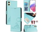 Custodia In Pelle Per Samsung Galaxy A05, Dolce Gatto Custodia Flip Con Funzione Stand E Portafoglio Verde Chiaro