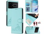 Custodia In Pelle Per Realme Gt 5G/Realme Gt Neo 5G, Dolce Gatto Custodia Flip Con Funzione Stand E Portafoglio Verde Chiaro