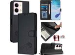 Custodia In Pelle Per Oppo Reno9 / Reno9 Pro, Dolce Gatto Custodia Flip Con Funzione Stand E Portafoglio Nero