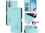 Custodia In Pelle Per Motorola Moto G Stylus 4G (2022), Dolce Gatto Custodia Flip Con Funzione Stand E Portafoglio Verde Chiaro