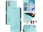 Custodia In Pelle Per Motorola Moto G Stylus 4G (2021), Dolce Gatto Custodia Flip Con Funzione Stand E Portafoglio Verde Chiaro