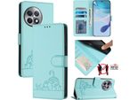 Custodia In Pelle Per Oneplus Ace 2 Pro, Dolce Gatto Custodia Flip Con Funzione Stand E Portafoglio Verde Chiaro