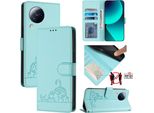 Custodia In Pelle Per Xiaomi Civi 3, Dolce Gatto Custodia Flip Con Funzione Stand E Portafoglio Verde Chiaro