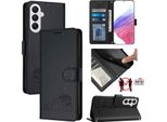 Custodia In Pelle Per Samsung Galaxy A25, Dolce Gatto Custodia Flip Con Funzione Stand E Portafoglio Nero
