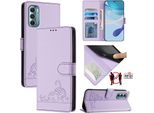 Custodia In Pelle Per Motorola Moto G Stylus 5G (2022), Dolce Gatto Custodia Flip Con Funzione Stand E Portafoglio Viola