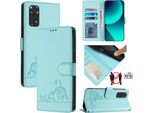 Custodia In Pelle Per Xiaomi Redmi Note 11S / Note 11 4G / Note 12S 4G, Dolce Gatto Flip Case Con Funzione Stand E Portafoglio Verde Chiaro