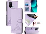 Custodia In Pelle Per Xiaomi Redmi 12C /Redmi 11A, Dolce Gatto Custodia Flip Con Funzione Di Stand E Portafoglio Viola
