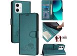 Custodia In Pelle Per Xiaomi Poco X5/Redmi Note 12 5G, Dolce Gatto Flip Case Con Funzione Stand E Portafoglio Verde