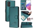 Custodia In Pelle Per Samsung Galaxy A52 /A52 5G/ A52S 5G, Dolce Gatto Custodia Flip Con Funzione Stand E Portafoglio Verde