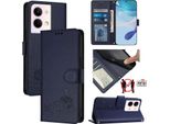 Custodia In Pelle Per Oppo Reno9 / Reno9 Pro, Dolce Gatto Custodia Flip Con Funzione Stand E Portafoglio Blu