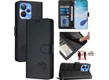 Custodia In Pelle Per Realme 10T/Realme 10S 5G, Dolce Gatto Custodia Flip Con Funzione Stand E Portafoglio Nero