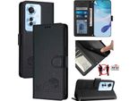 Custodia In Pelle Per Oppo Reno11F, Dolce Gatto Custodia Flip Con Funzione Stand E Portafoglio Nero