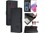 Custodia In Pelle Per Samsung Galaxy A21S, Dolce Gatto Custodia Flip Con Funzione Stand E Portafoglio Nero